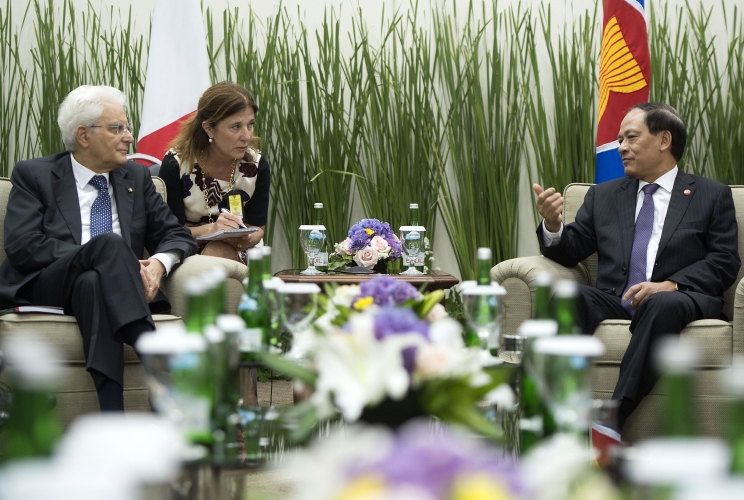 Il Presidente Sergio Mattarella con il Segretario Generale dell'Asean, Le Luong Minh