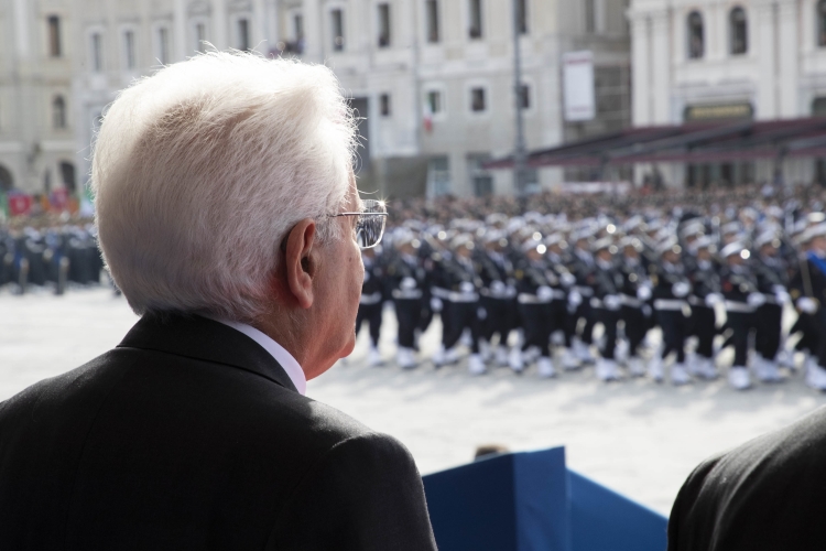 Il Presidente Sergio Mattarella, nel Giorno dell'Unità Nazionale e Giornata delle Forze Armate, è in Piazza Unità d'Italia di Trieste. 