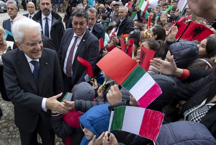 Il Presidente della Repubblica Sergio Mattarella alla cerimonia commemorativa del 550° anniversario della morte di Giorgio Castriota Scanderbeg.