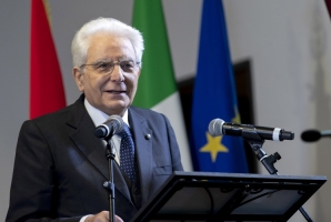 Il Presidente della Repubblica Sergio Mattarella alla cerimonia commemorativa del 550° anniversario della morte di Giorgio Castriota Scanderbeg.
