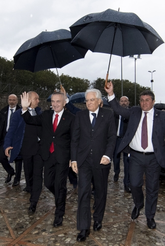 San Demetrio Corone  - Il Presidente della Repubblica Sergio Mattarella e il Presidente di Albania Ilir Meta alla cerimonia commemorativa del 550° anniversario della morte di Giorgio Castriota Scanderbeg.
