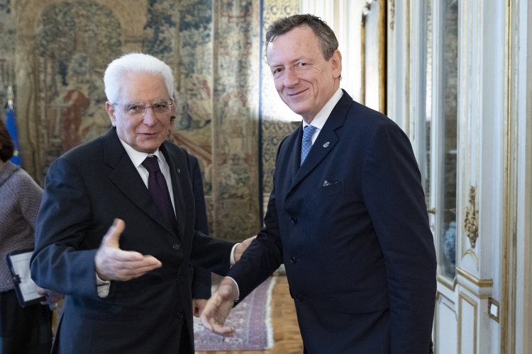 Il Presidente Sergio Mattarella con il Prof. Roberto BATTISTON.
