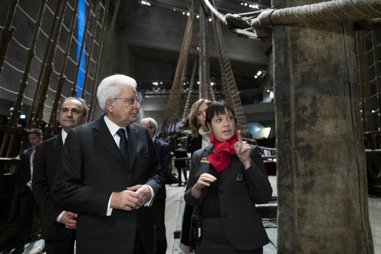 Il Presidente della Repubblica Sergio Mattarella e la Sig.ra Laura visitano il Museo Vasa in occasione della Visita di Stato nel Regno di Svezia.
