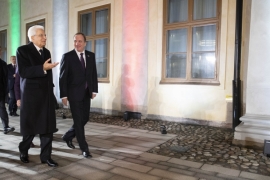 Il Presidente della Repubblica Sergio Mattarella nella sede del Palazzo del Governo accolto dal Primo Ministro svedese, Stefan Löfven,in occasione della visita di Stato in Svezia   
