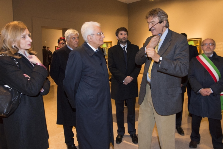 Il Presidente Sergio Mattarella nel corso della visita alla Mostra "De Chirico a Ferrara. Metafisiche e Avanguardie" 