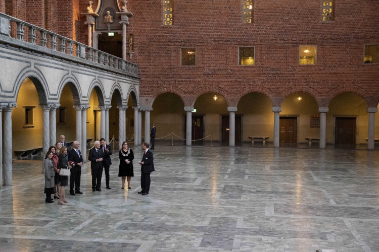 Il Presidente della Repubblica Sergio Mattarella con la Sig.ra Laura e le Loro Maestà, il Re Carlo XVI Gustavo e la Regina Silvia al Municipio di Stoccolma 