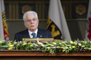 Il Presidente della Repubblica Sergio Mattarella,durante il suo discorso all’Università di Lund.    
