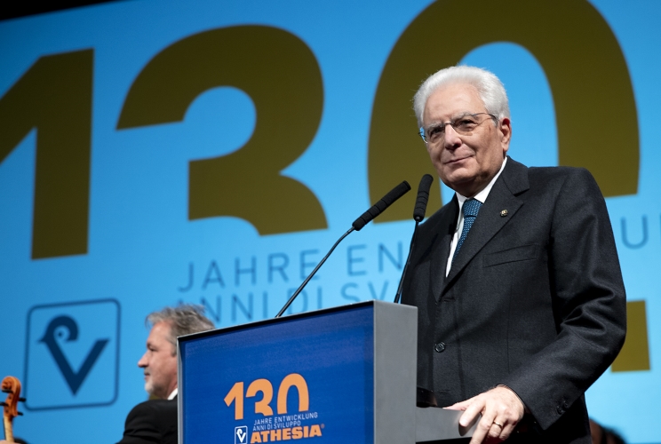 Il Presidente Sergio Mattarella alla cerimonia per i 130 anni dalla fondazione del gruppo Athesia