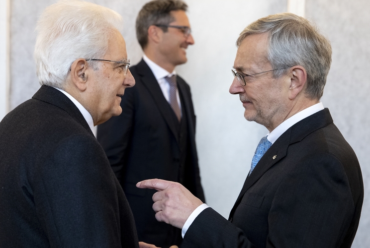 Il Presidente Sergio Mattarella con Michl Ebner, Amministratore Delegato del Gruppo Athesia