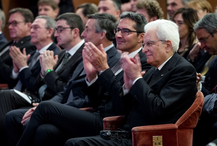 Il Presidente Sergio Mattarella  in occasione della cerimonia per i 130 anni dalla fondazione del Gruppo Athesia