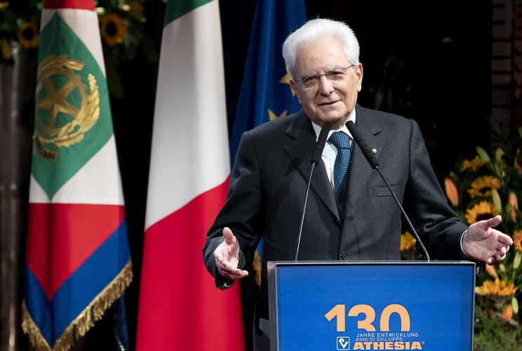 Il Presidente Sergio Mattarella  in occasione della cerimonia per i 130 anni dalla fondazione del Gruppo Athesia