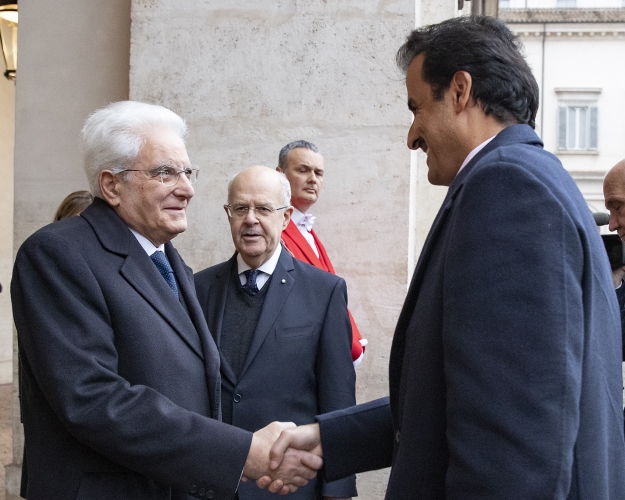 Il Presidente Sergio Mattarella incontra l'Emiro dello Stato del Qatar, lo Sceicco Tamin Bin Hamad Al Thani,in visita di Stato.
