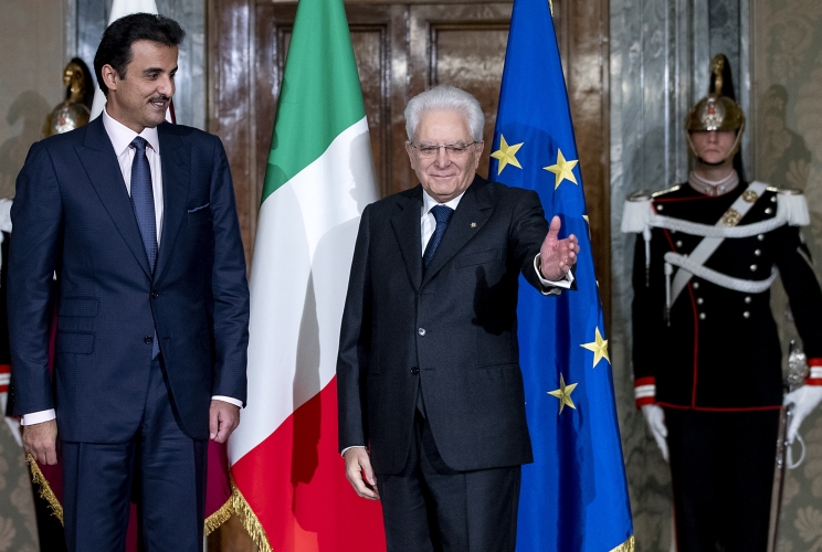 Il Presidente Sergio Mattarella con l'Emiro dello Stato del Qatar, lo Sceicco Tamin Bin Hamad Al Thani,in occasione della visita di Stato