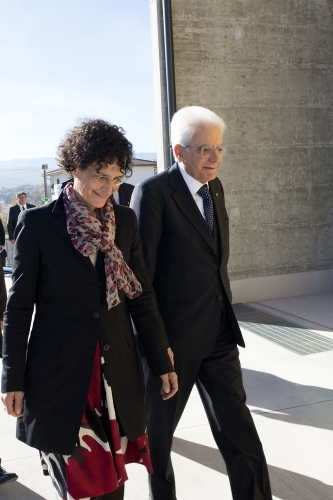Il Presidente Sergio Mattarella con il Rettore dell'Università degli Studi dell'Aquila