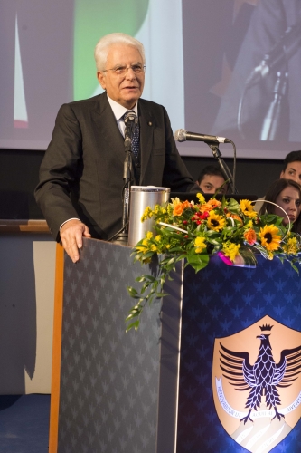 Il Presidente Sergio Mattarella in occasione del suo intervento alla cerimonia