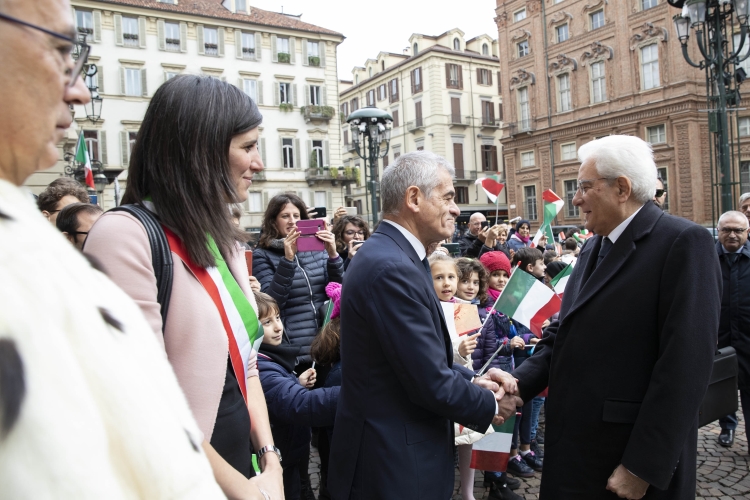 Il Presidente della Repubblica Sergio Mattarella accolto da Sergio Chiamparino, Presidente della Regione Piemonte, e dal Sindaco, Chiara Appendino in occasione della cerimonia di inaugurazione dell'anno accademico 2018/2019 dell'Università di Studi di Torino