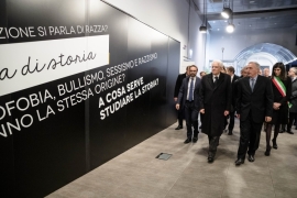 Il Presidente della Repubblica Sergio Mattarella visita la mostra sulle leggi razziali dal titolo "Che razza di Storia" al Polo '900.
