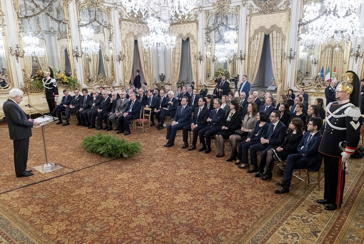 Il Presidente Sergio Mattarella in occasione dell'incontro con i Magistrati di nuova nomina della Corte dei Conti