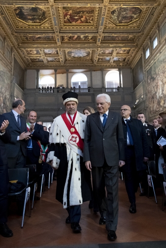 Il Presidente della Repubblica Sergio Mattarella con Luigi Dei, Rettore dell’Università degli Studi di Firenze, in occasione della cerimonia di inaugurazione dell’anno accademico 2018-2019 dell’Ateneo
