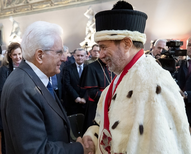 Il Presidente della Repubblica Sergio Mattarella con Luigi Dei, Rettore dell’Università degli Studi di Firenze, in occasione della cerimonia di inaugurazione dell’anno accademico 2018-2019 dell’Università degli Studi di Firenze