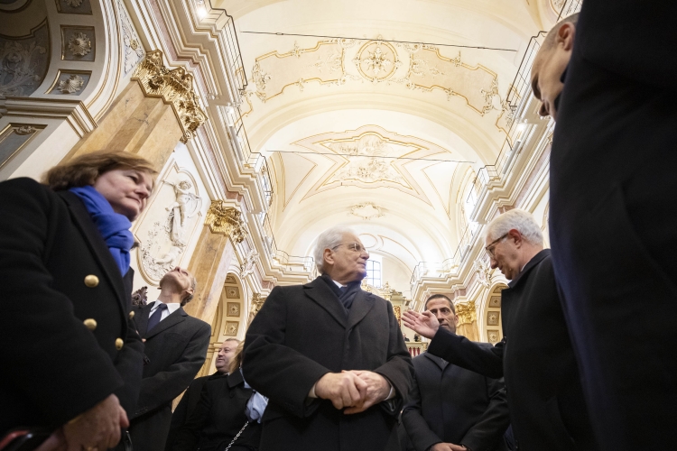 Il Presidente della Repubblica Sergio Mattarella in occasione della Festa della rinascita per la riapertura della Chiesa di Santa Maria del Suffragio 
