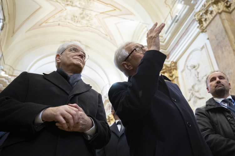 Il Presidente della Repubblica Sergio Mattarella in occasione della Festa della rinascita per la riapertura della Chiesa di Santa Maria del Suffragio 