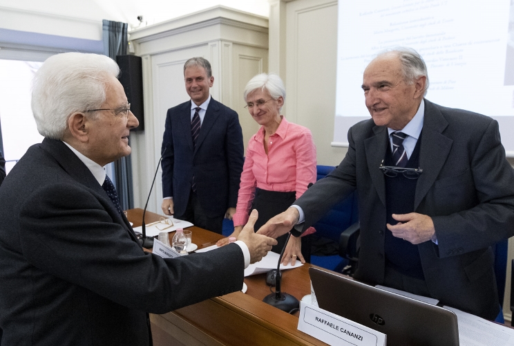Il Presidente Sergio Mattarella con Raffaele Cananzi, in occasione del convegno dal titolo “L’Azione cattolica italiana nella storia del Paese e della Chiesa (1868-2018)”