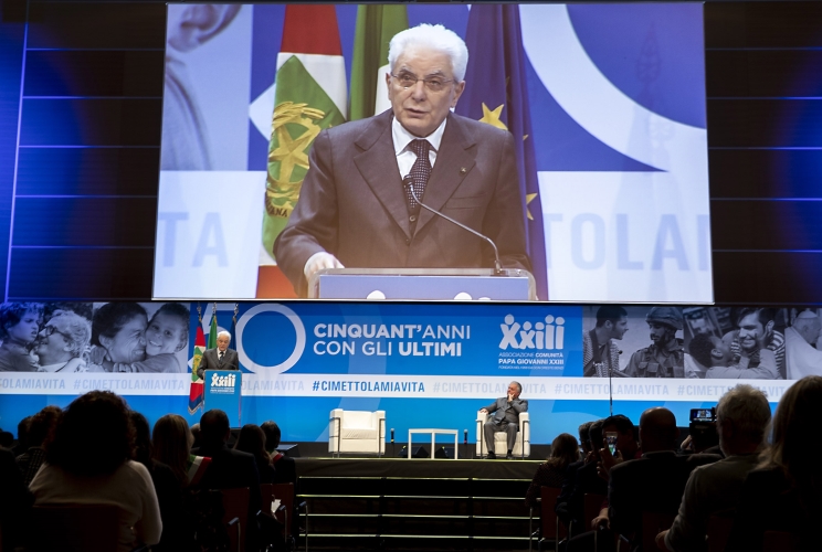 Il Presidente della Repubblica Sergio Mattarella alla riunione mondiale della Comunità di Giovanni XXIII fondata da Don Oreste Benzi