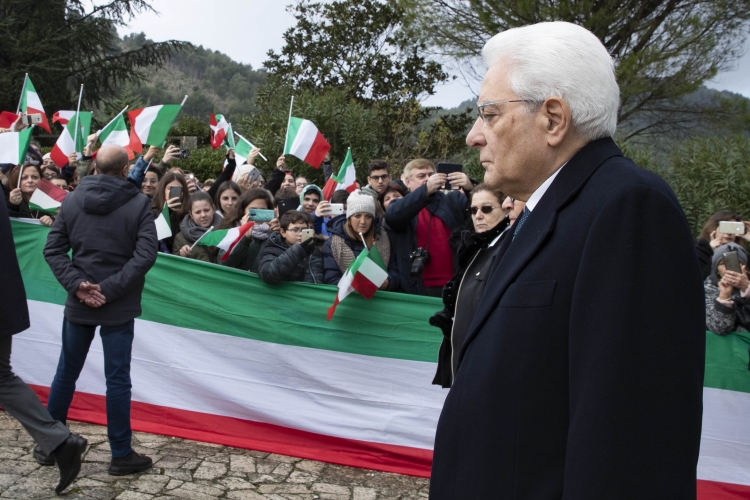 Il Presidente della Repubblica Sergio Mattarella al Sacrario Militare di Mignano Monte Lungo, in occasione della cerimonia del 75°anniversario della battaglia di Monte Lungo
