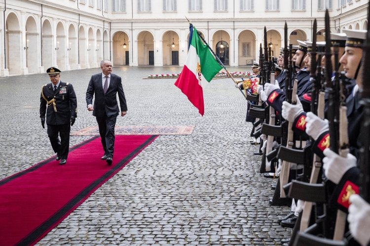 Il Presidente della Repubblica Slovacca, S.E. il Signor Andrej KISKA,al suo arrivo al Palazzo del Quirinale.

