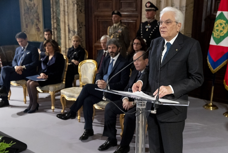 Il Presidente Sergio Mattarella in occasione della cerimonia degli auguri di fine anno con i rappresentanti delle Istituzioni, delle forze politiche e della società civile 