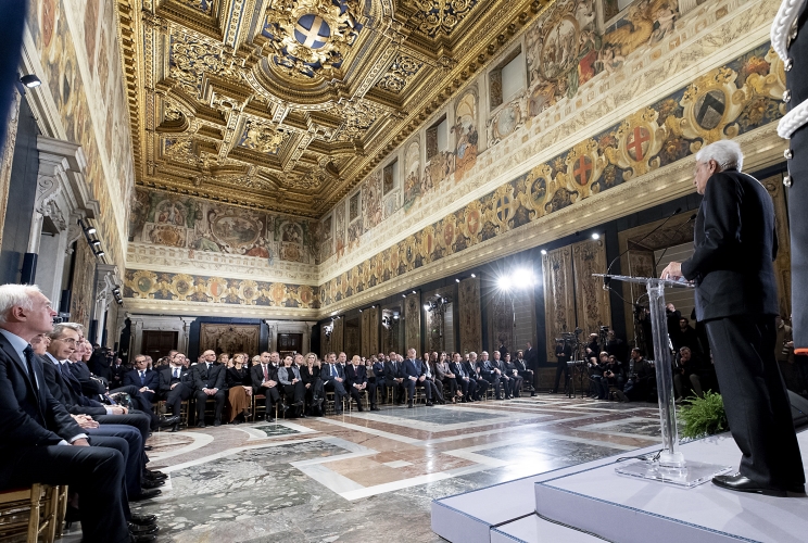 Il Presidente Sergio Mattarella in occasione della cerimonia degli auguri di fine anno con i rappresentanti delle Istituzioni, delle forze politiche e della società civile 