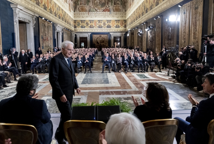 Il Presidente Sergio Mattarella in occasione della cerimonia degli auguri di fine anno con i rappresentanti delle Istituzioni, delle forze politiche e della società civile 
