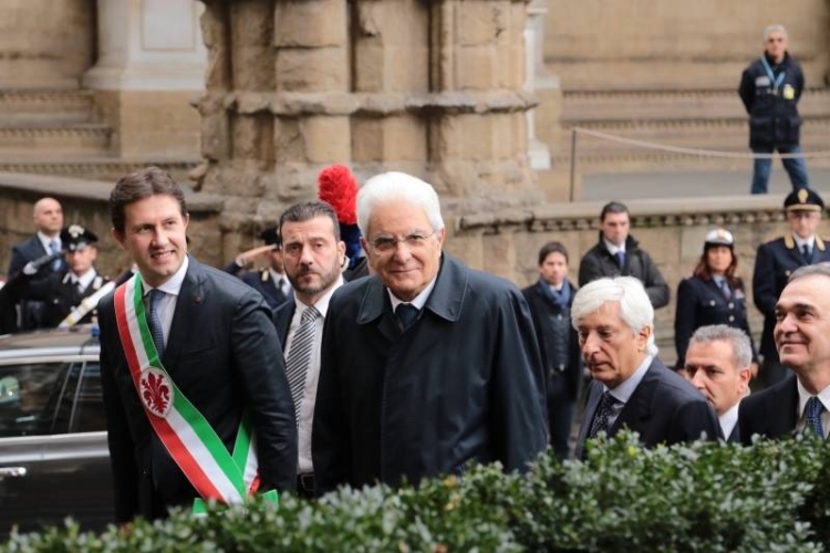 Il Presidente Sergio Mattarella al suo arrivo a Palazzo Vecchio