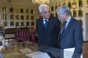 Il Presidente Sergio Mattarella con il Presidente dell'Accademia della Crusca Claudio Marazzini 