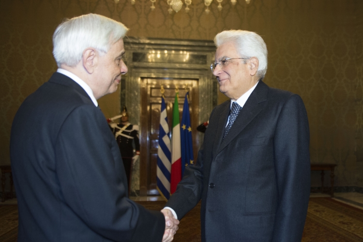 Il Presidente Sergio Mattarella con il Presidente della Repubblica Ellenica, Prokopios Pavlopoulos