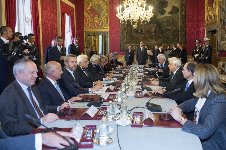 Il Presidente Sergio Mattarella con il Presidente della Repubblica Ellenica, Prokopios Pavlopoulos