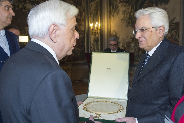 Il Presidente Sergio Mattarella con il Presidente della Repubblica Ellenica, Prokopios Pavlopoulos 
