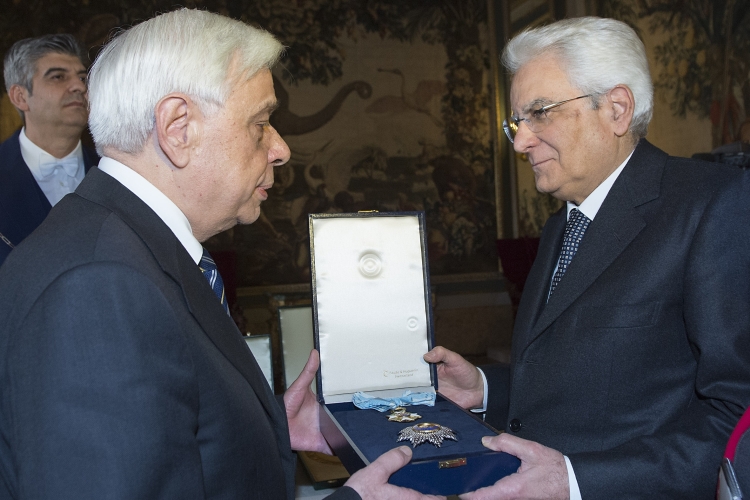 Il Presidente Sergio Mattarella con il Presidente della Repubblica Ellenica, Prokopios Pavlopoulos