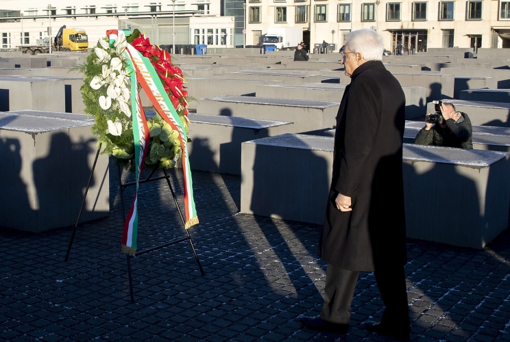  Il Presidente della Repubblica Sergio Mattarella  nel corso della visita al Memoriale per gli Ebrei assassinati d’Europa