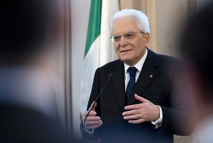 Il Presidente della Repubblica Sergio Mattarella nel corso del saluto ad una rappresentanza della collettività italiana