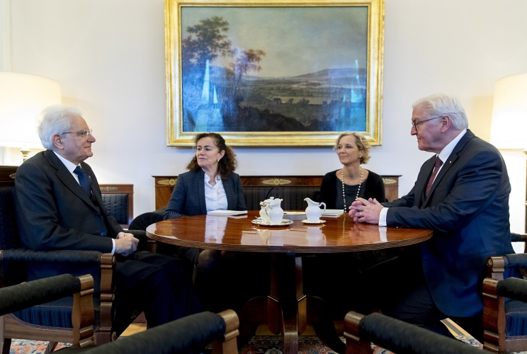  Il Presidente della Repubblica Sergio Mattarella nel corso dei colloqui con il Presidente della Repubblica Federale di Germania Frank-Walker Steinmeier