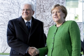 Il Presidente della Repubblica Sergio Mattarella con la Cancelliera Angela Merkel