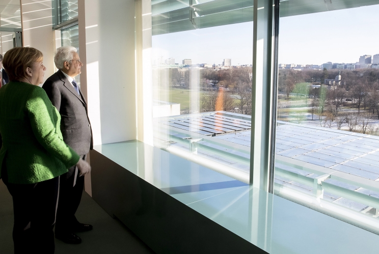 Il Presidente della Repubblica Sergio Mattarella con la Cancelliera Angela Merkel