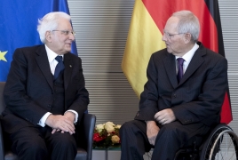 Berlino - Il Presidente della Repubblica Sergio Mattarella con il Presidente del Parlamento Federale Wolfgang Schäuble