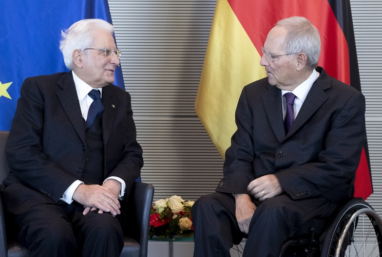 Berlino - Il Presidente della Repubblica Sergio Mattarella con il Presidente del Parlamento Federale Wolfgang Schäuble