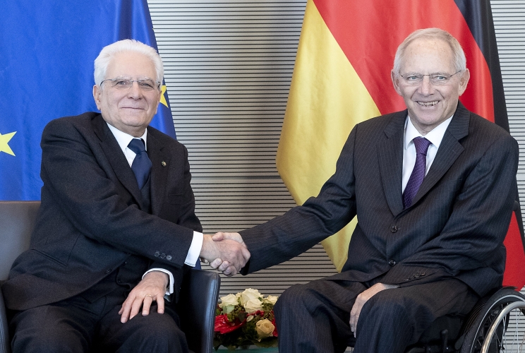 Berlino - Il Presidente della Repubblica Sergio Mattarella con il Presidente del Parlamento Federale Wolfgang Schäuble