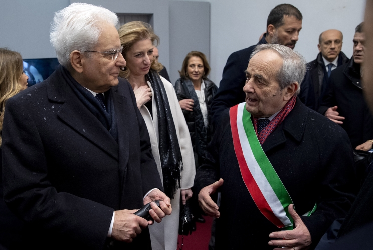 Il Presidente della Repubblica Sergio Mattarella con il Sindaco di Matera Raffaello De Ruggieri alla cerimonia di inaugurazione di Matera capitale europea della cultura