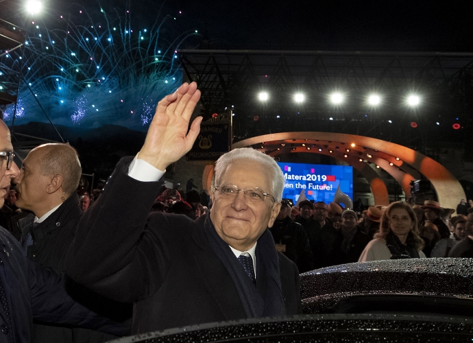Il Presidente della Repubblica Sergio Mattarella alla cerimonia di inaugurazione di Matera capitale europea della cultura