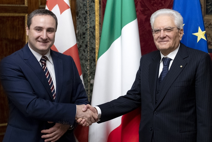 Il Presidente Sergio Mattarella con S.E. il Signor Konstantine Surguladze, nuovo Ambasciatore di Georgia, in occasione della presentazione delle Lettere Credenziali 
